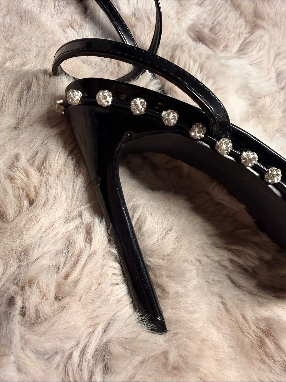 Steve Madden Zelle Black Multi Rhinestone High Heel Ankle Strap Sandals Size 11 - Picture 9 of 9